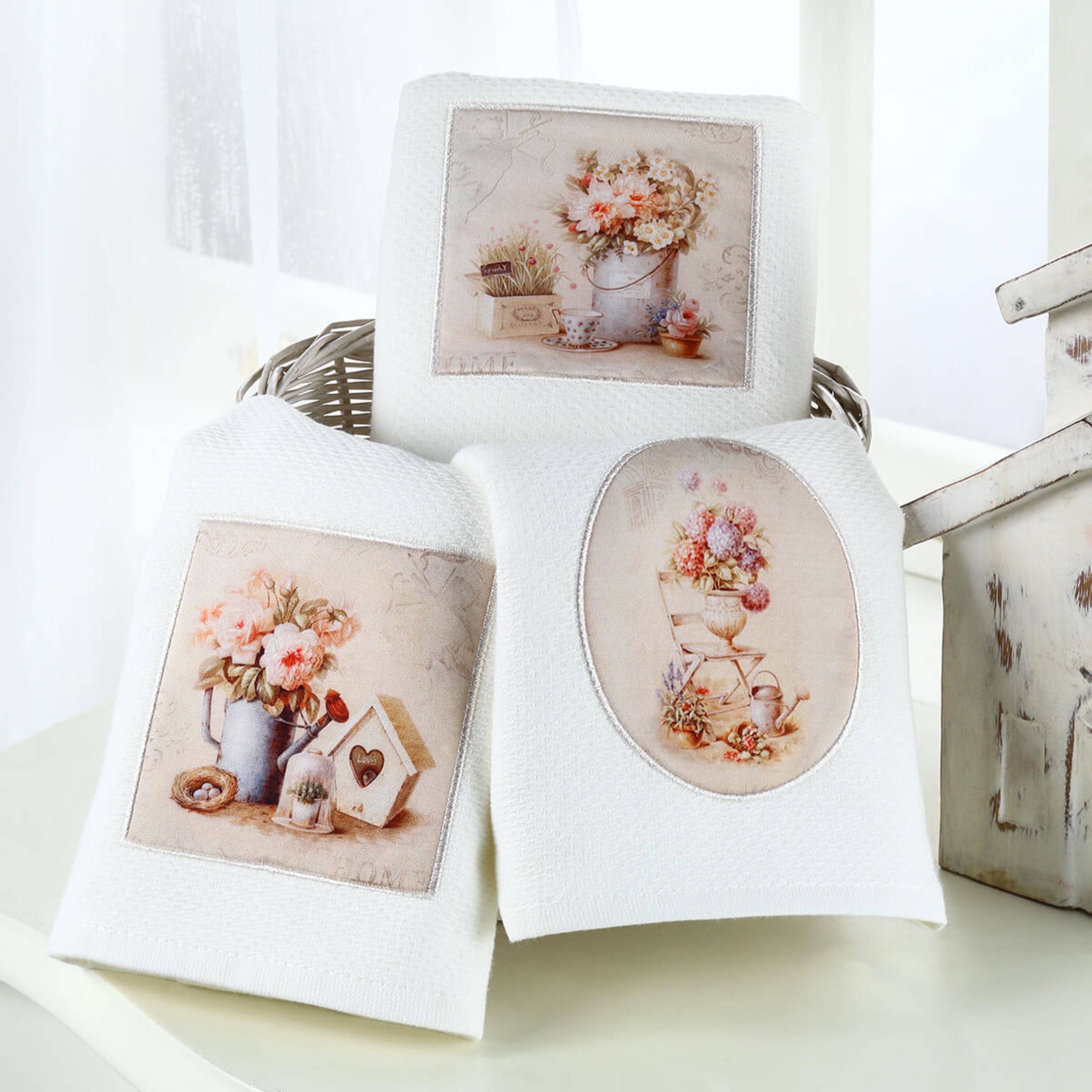 SET OF KITCHEN TOWELS BELLEROSE WHITE (3PCS)