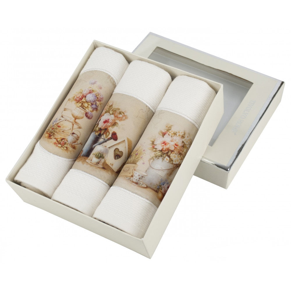 SET OF KITCHEN TOWELS BELLEROSE WHITE (3PCS)