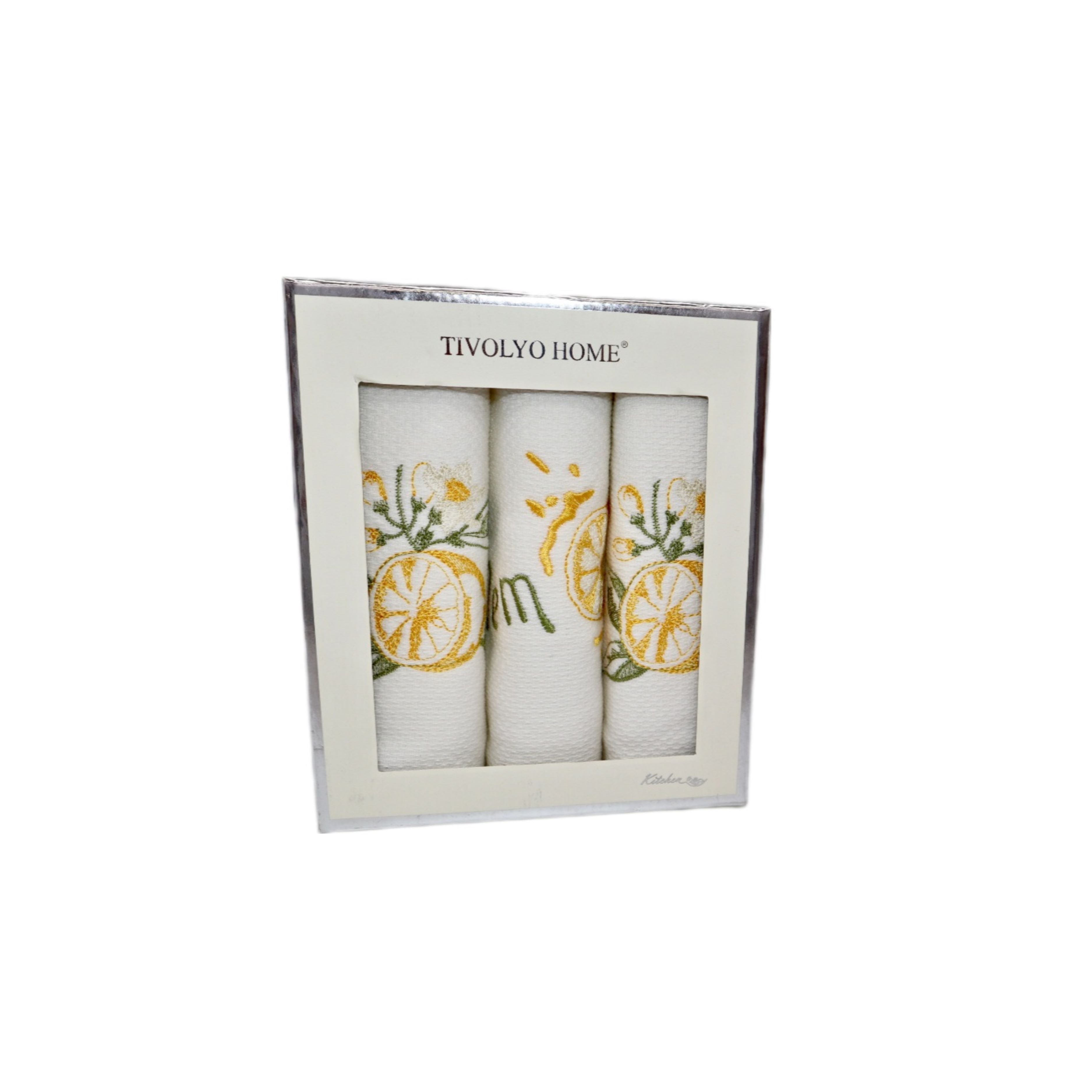 SET OF KITCHEN TOWELS LEMON WHITE (3PCS)