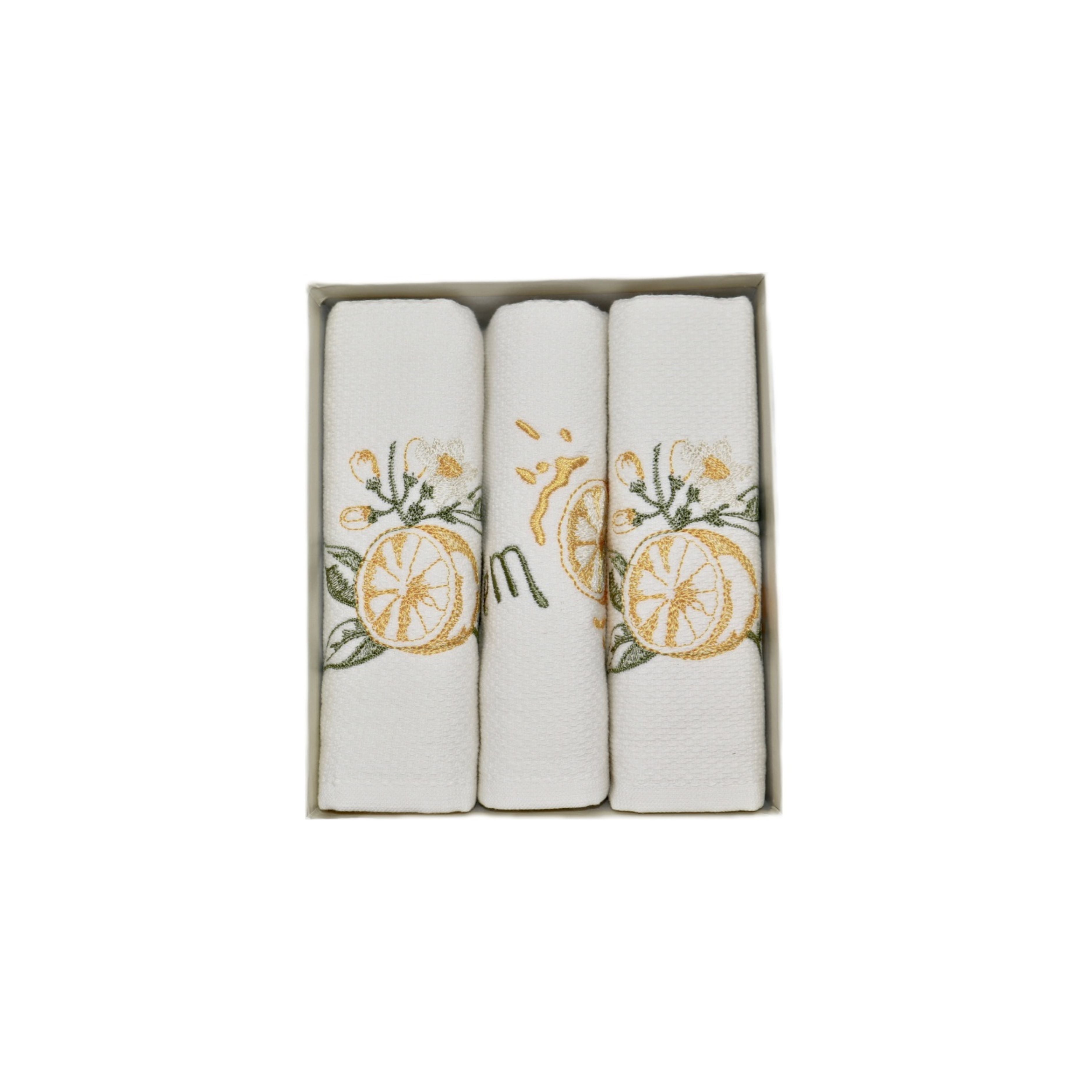 SET OF KITCHEN TOWELS LEMON WHITE (3PCS)