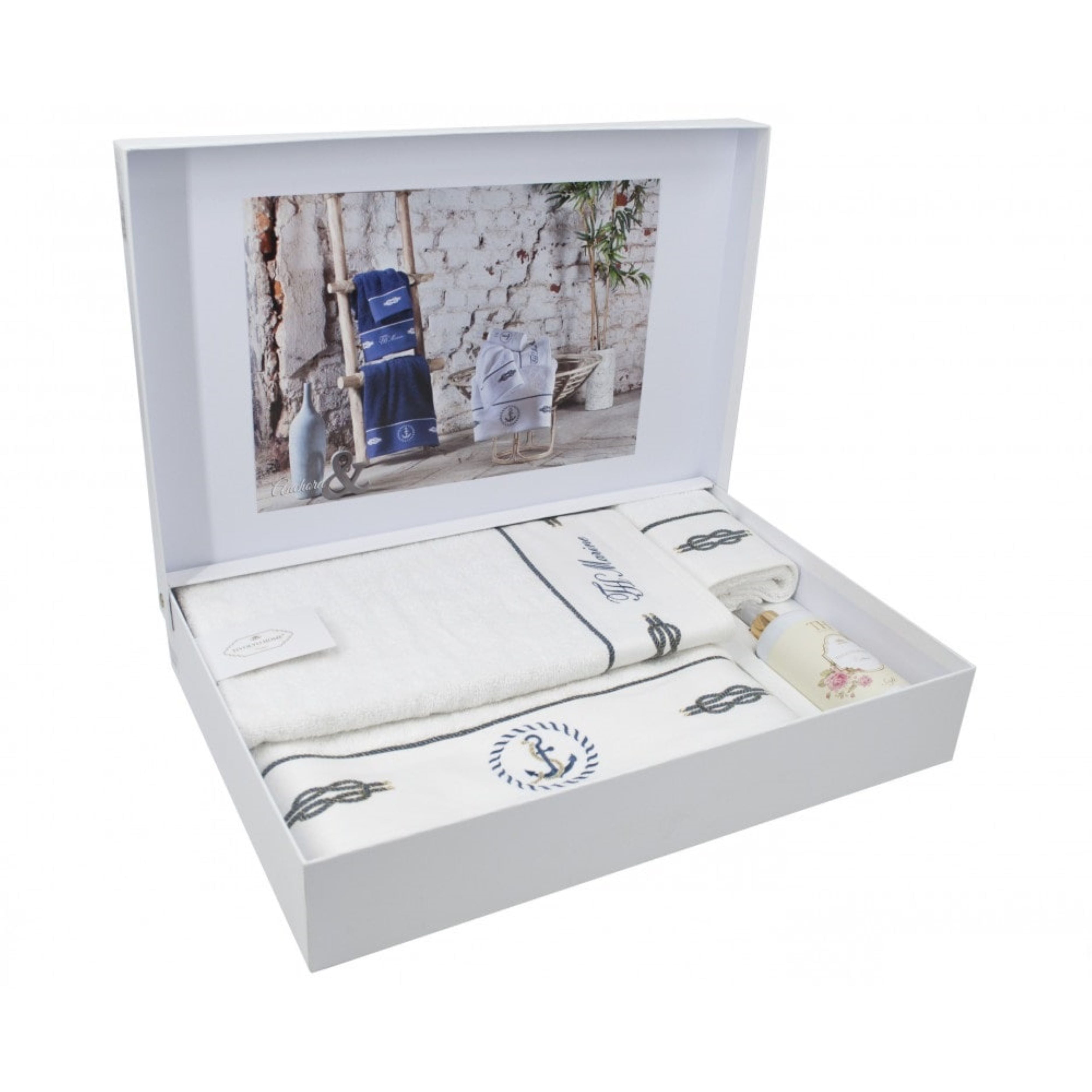 TOWEL SET OF 3 ANCHOR WHITE